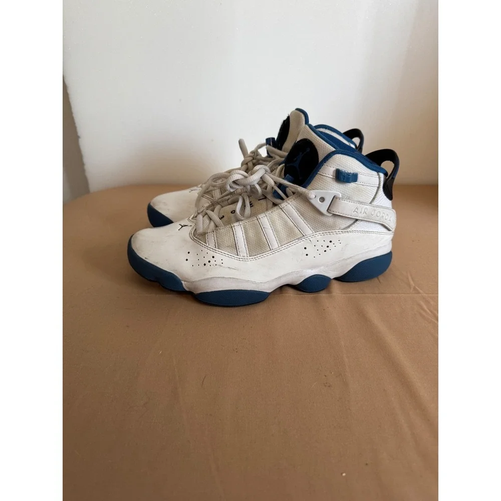 Air Jordan 6 Rings White Blue Mens Basketball Shoes‎ Sneakers Size 8.5